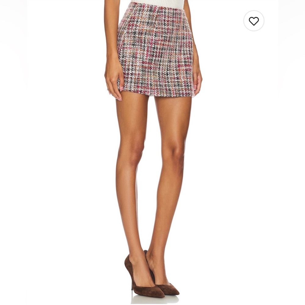 Steve Madden Mattea Tweed Mini Skirt Black, Red, & Pink Multi | Size 2